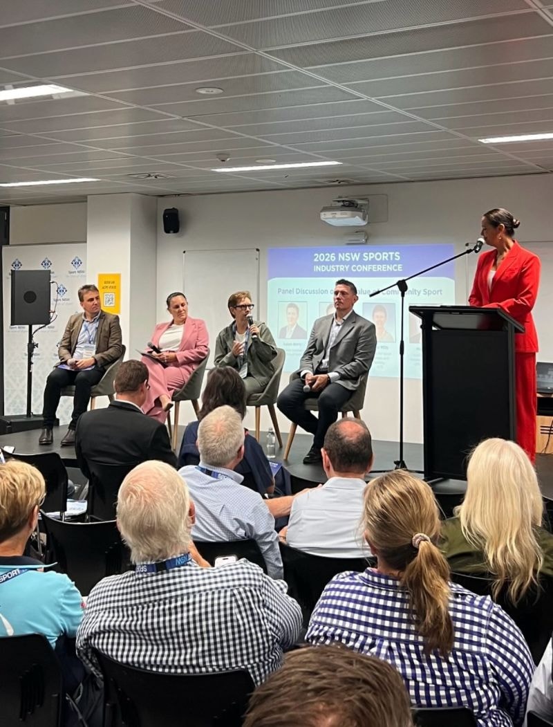 Laura Cowell presenting at the 2026 NSW Sports Industry Conference